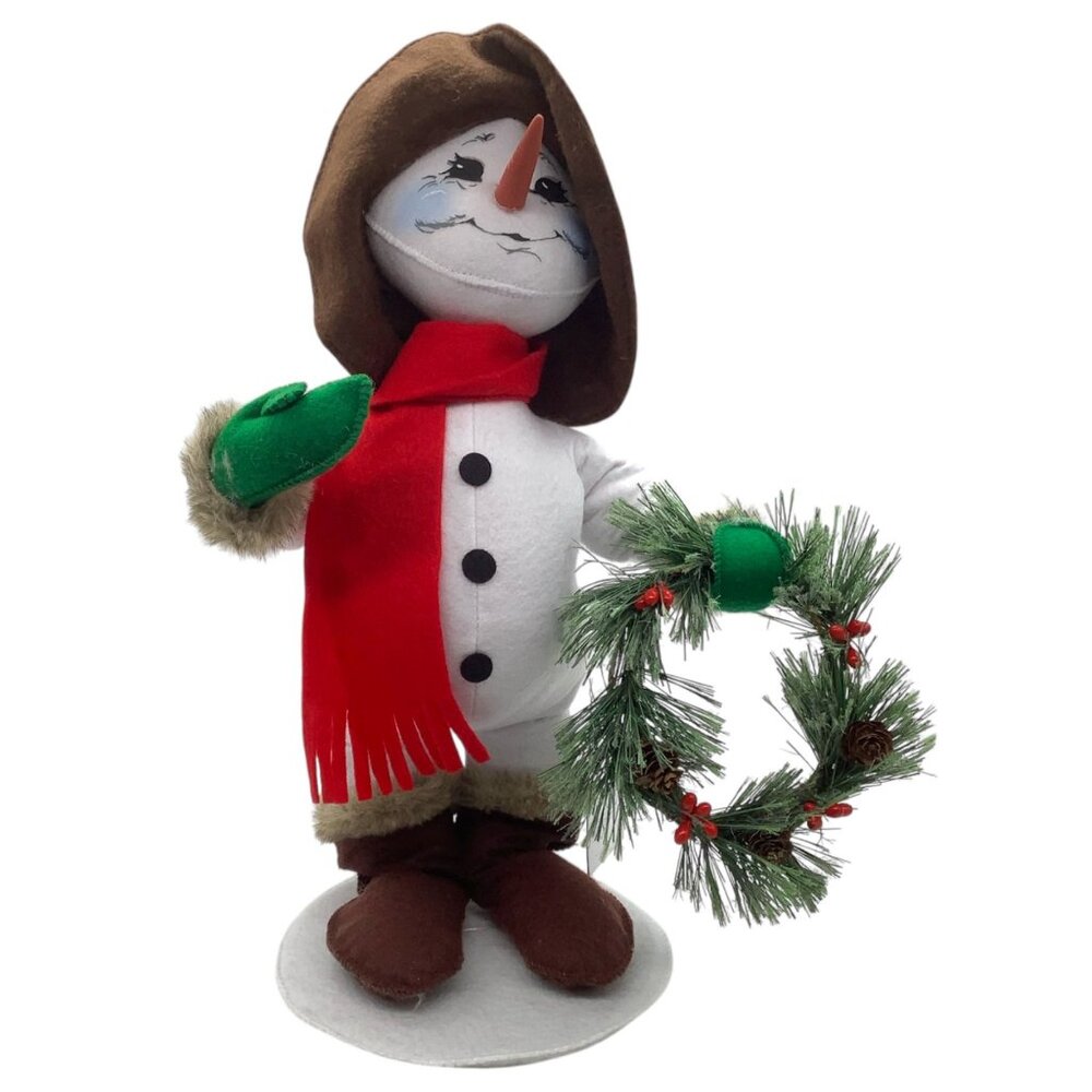 NWT ANNALEE DOLLS 15" Rustic Pine Snowman Christmas 2020 Wreath Hat Big 560520